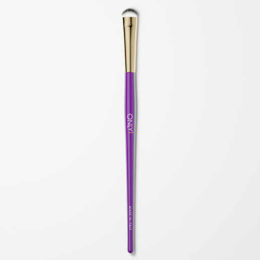 Dense shading brush with a purple handle, gold accents, and white bristles on a plain white background.